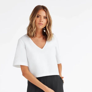 VETTA Capsule The Cropped Blouse in White NWT